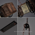 Lampe à suspension vintage en corde de chanvre avec éclairage en bois naturel industriel